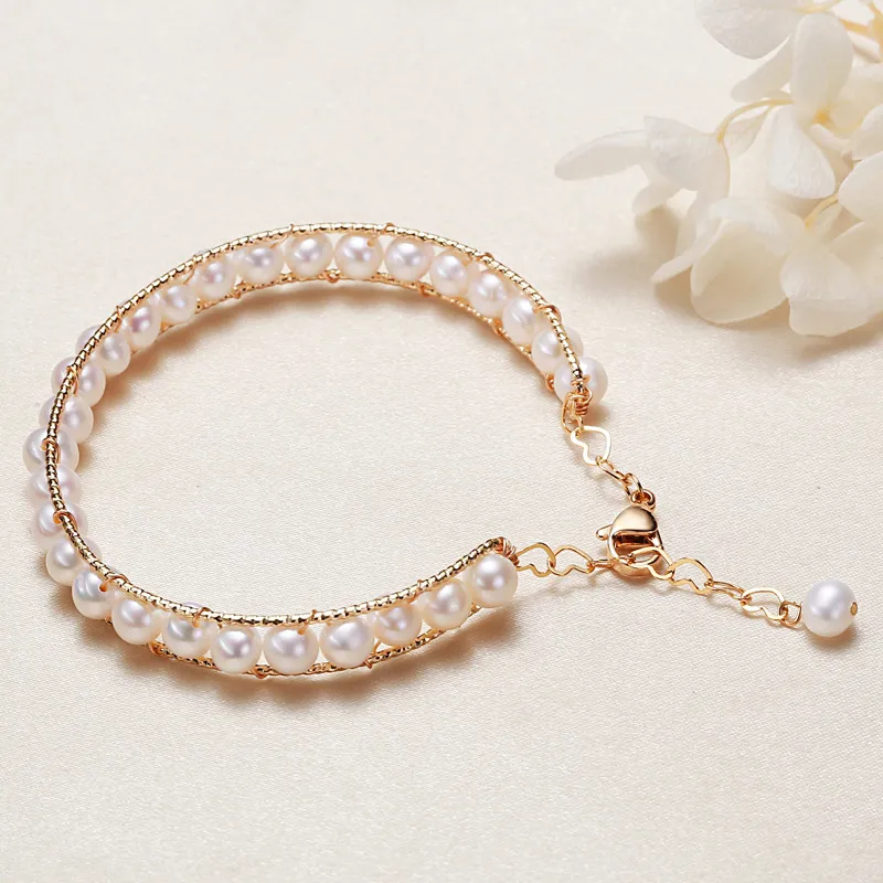 HAPPY BEAN Freshwater Pearl Bangles Women's-2