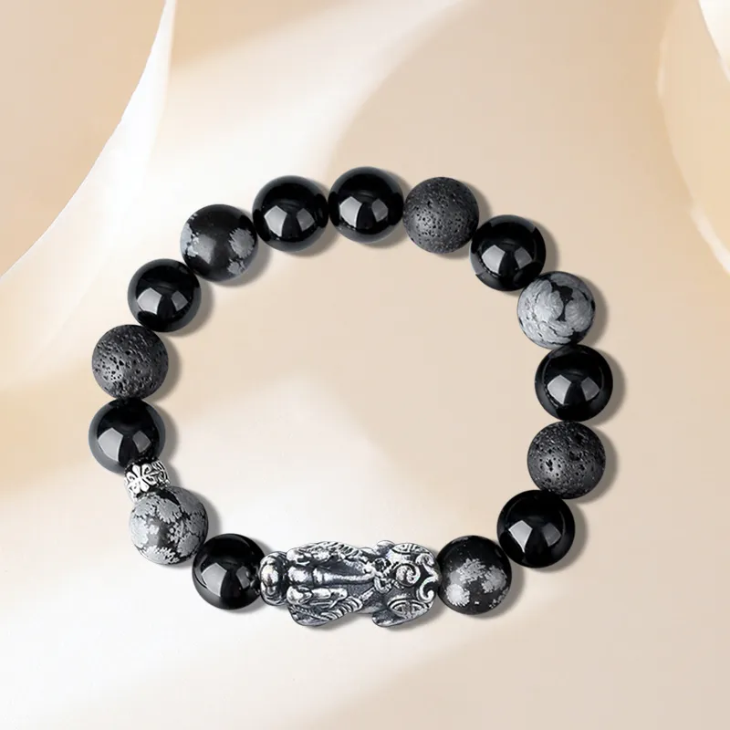 HAPPY BEAN Obsidian Bracelets Men's-4