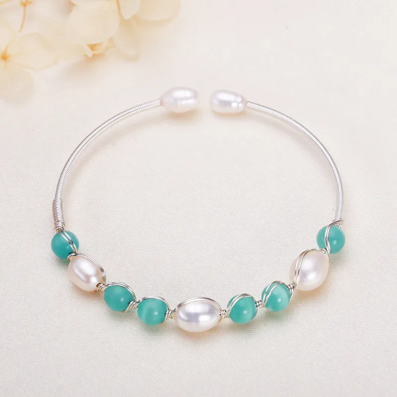 HAPPY BEAN Freshwater Pearl Bangles Women's-2