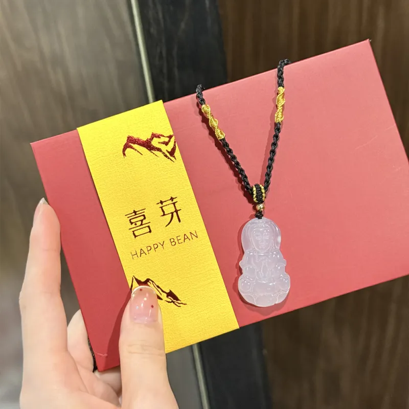 HAPPY BEAN Chalcedony Necklaces Unisex-7