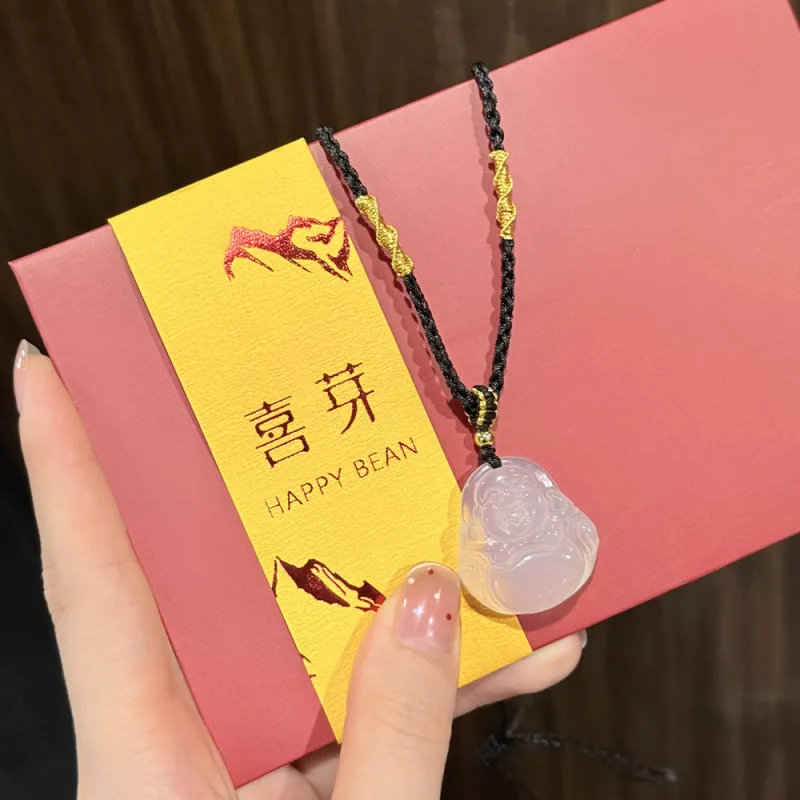 HAPPY BEAN Chalcedony Necklaces Unisex-2