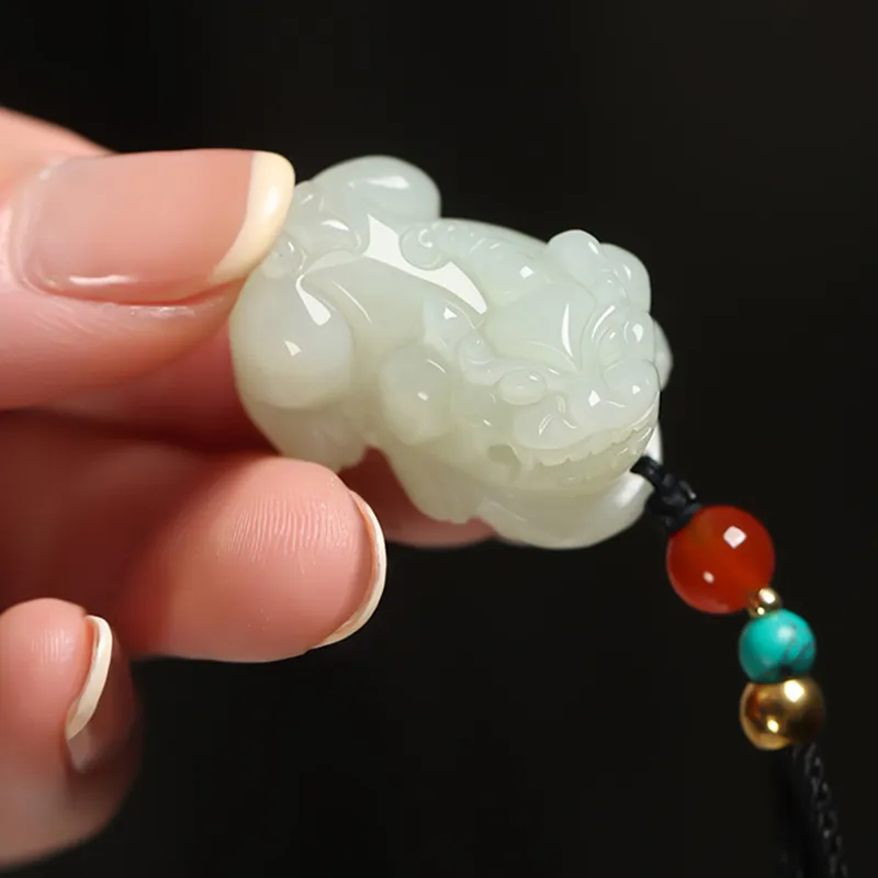 HAPPY BEAN Necklaces White Jade/Pale Greenish White Jade Unisex-3