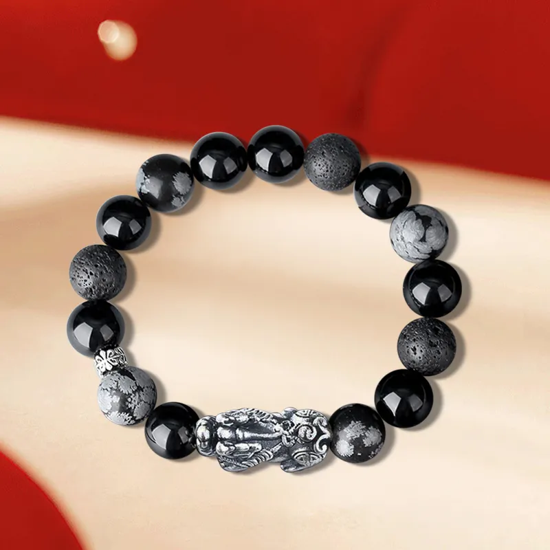 HAPPY BEAN Obsidian Bracelets Men's-2