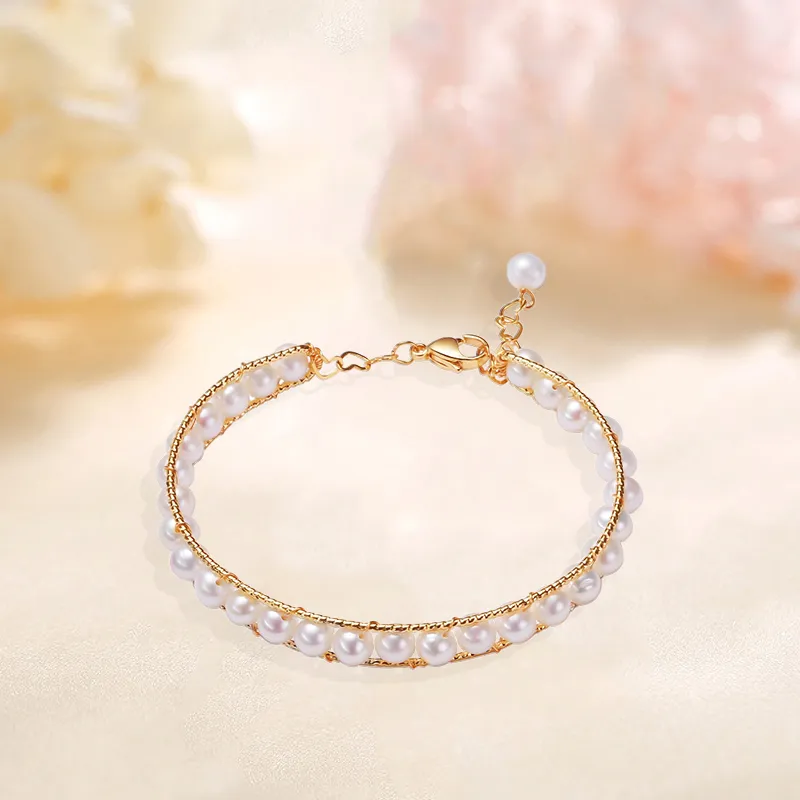 HAPPY BEAN Freshwater Pearl Bangles Women's-5
