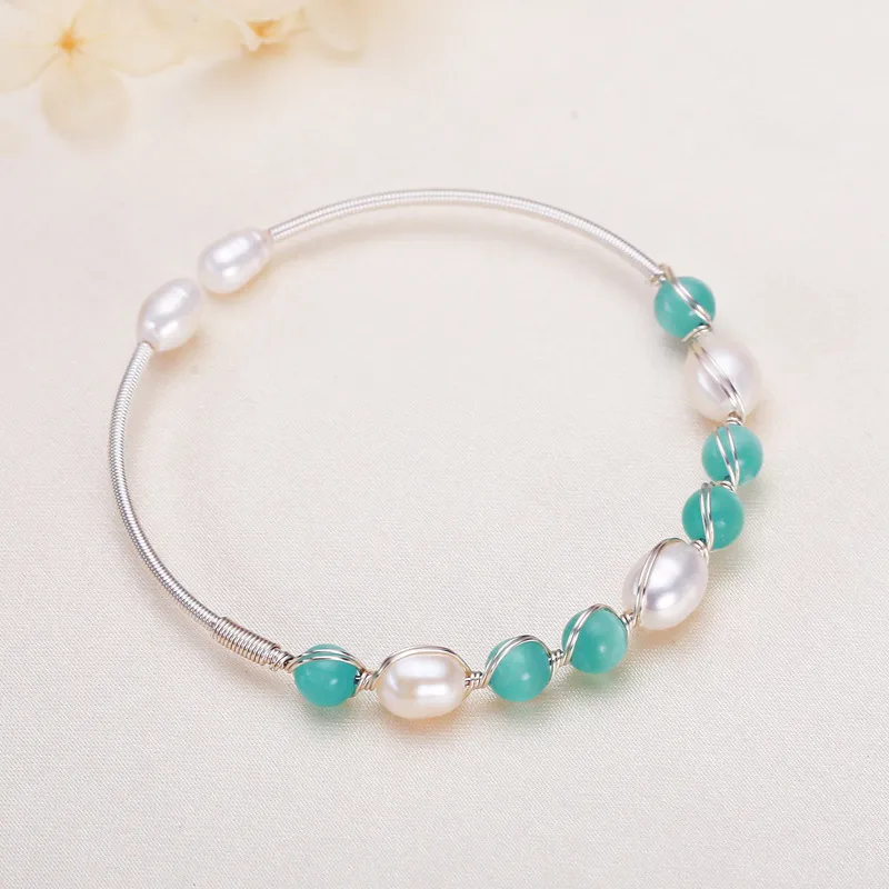 HAPPY BEAN Freshwater Pearl Bangles Women's-1