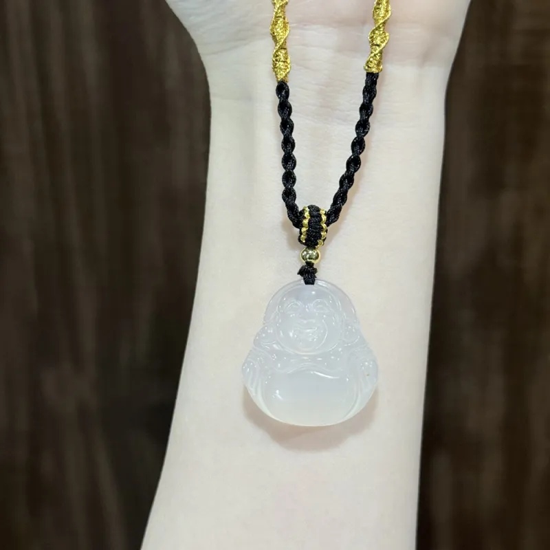 HAPPY BEAN Chalcedony Necklaces Unisex-4