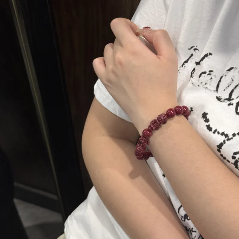 HAPPY BEAN Reconstructed Cinnabar Bracelets Unisex-8