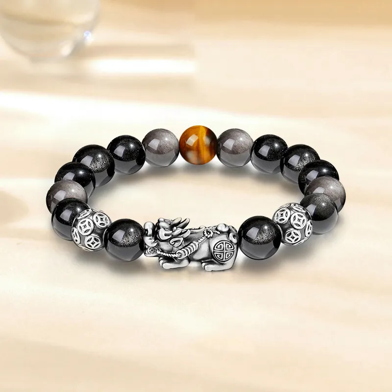 HAPPY BEAN Obsidian Bracelets Unisex-6