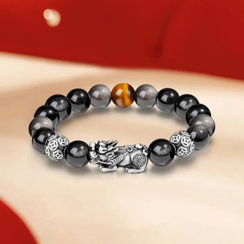 HAPPY BEAN Obsidian Bracelets Unisex-9