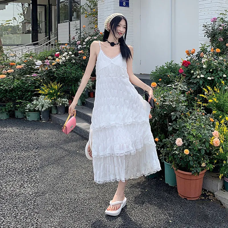 Zukizuki Slip Dress Women's White-3