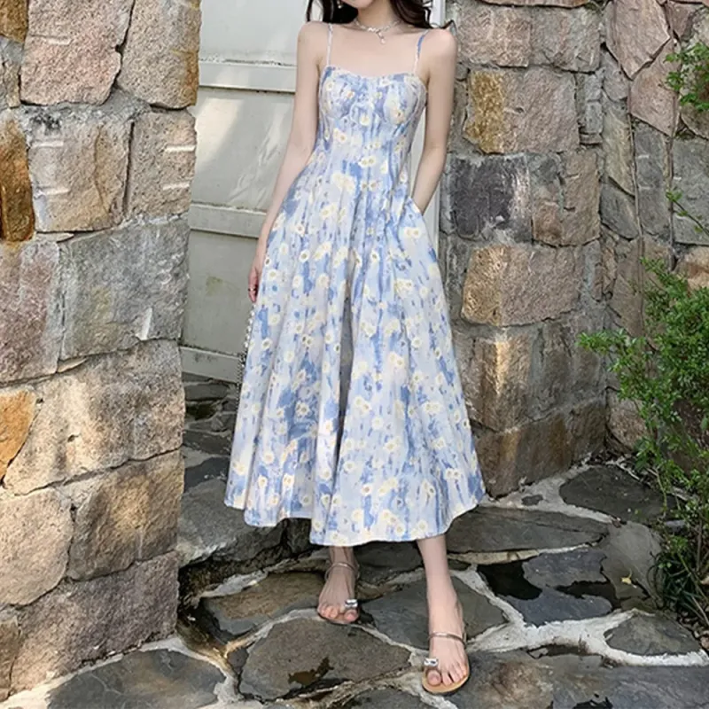 Zukizuki Slip Dresses Women's Light Blue-2