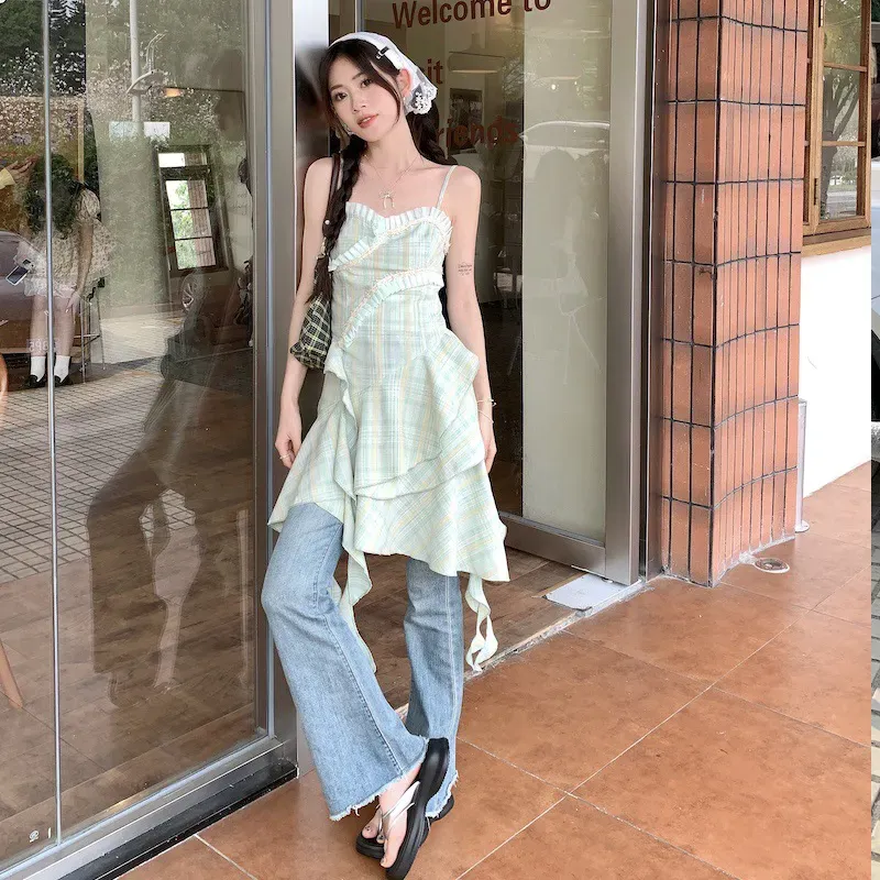 Zukizuki Slip Dress Women's Green-2