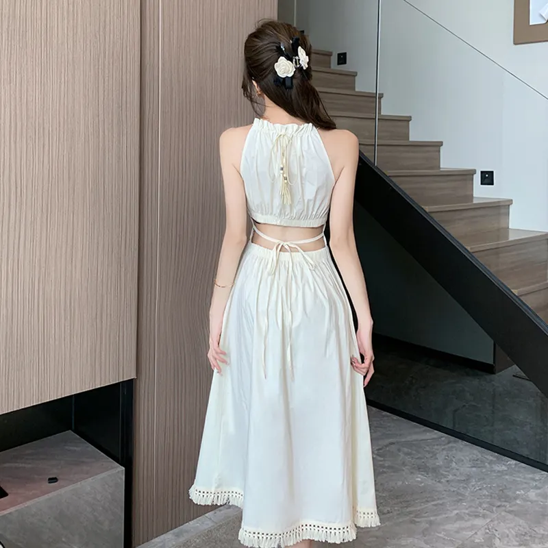 Zukizuki Sleeveless Dress Women's White-2