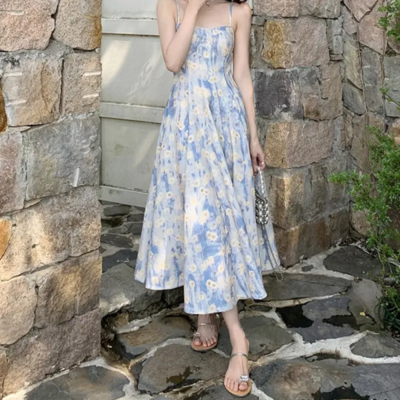 Zukizuki Slip Dresses Women's Light Blue-4