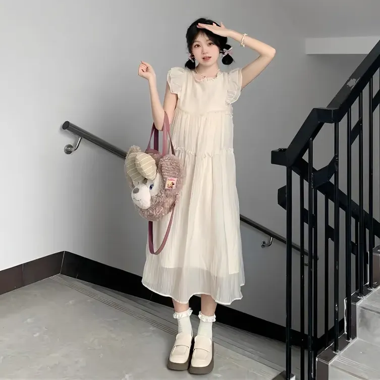 Zukizuki Sleeveless Dress Women's Apricot-2