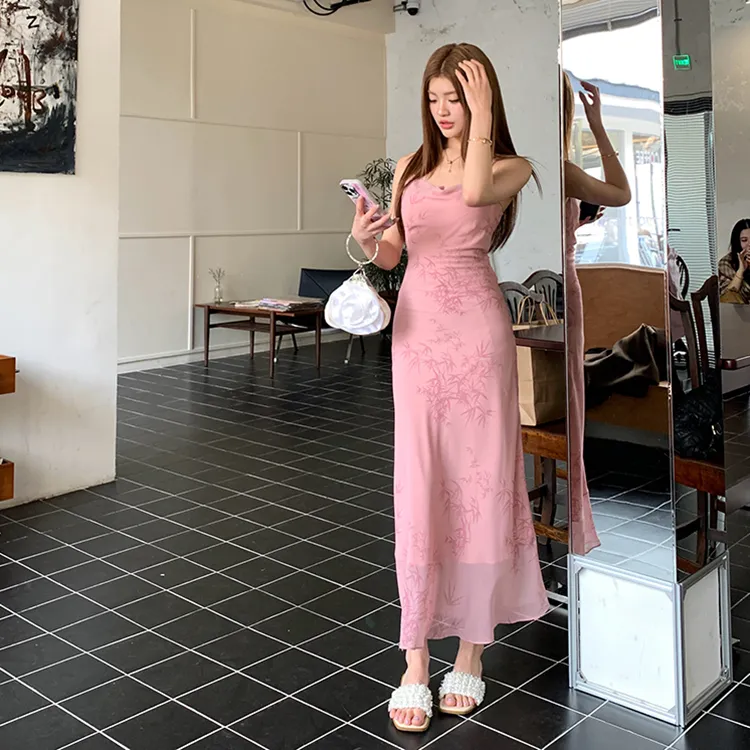Zukizuki Slip Dress Women's Pink-4