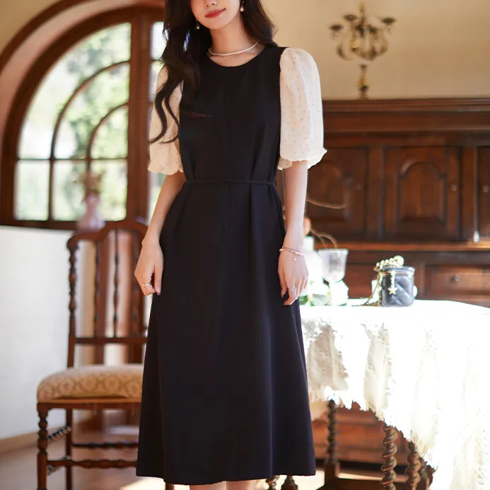 Zukizuki Short Sleeved Dresses Women's Black-3