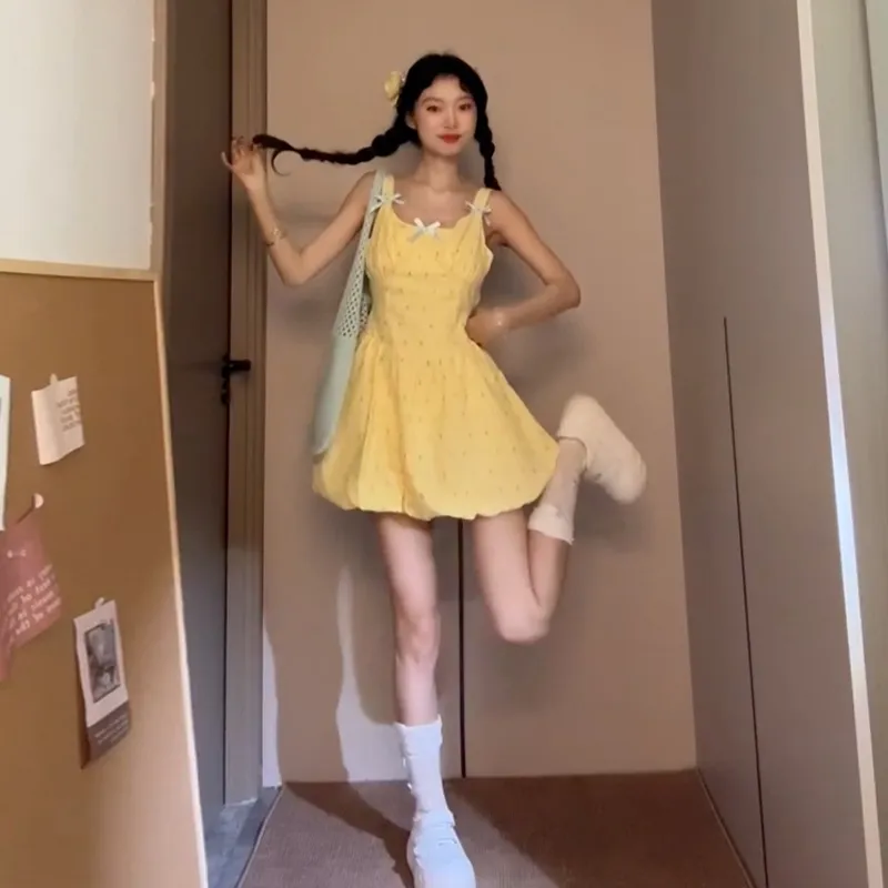 ZUKIZUKI Slip Dresses Women's Yellow-2