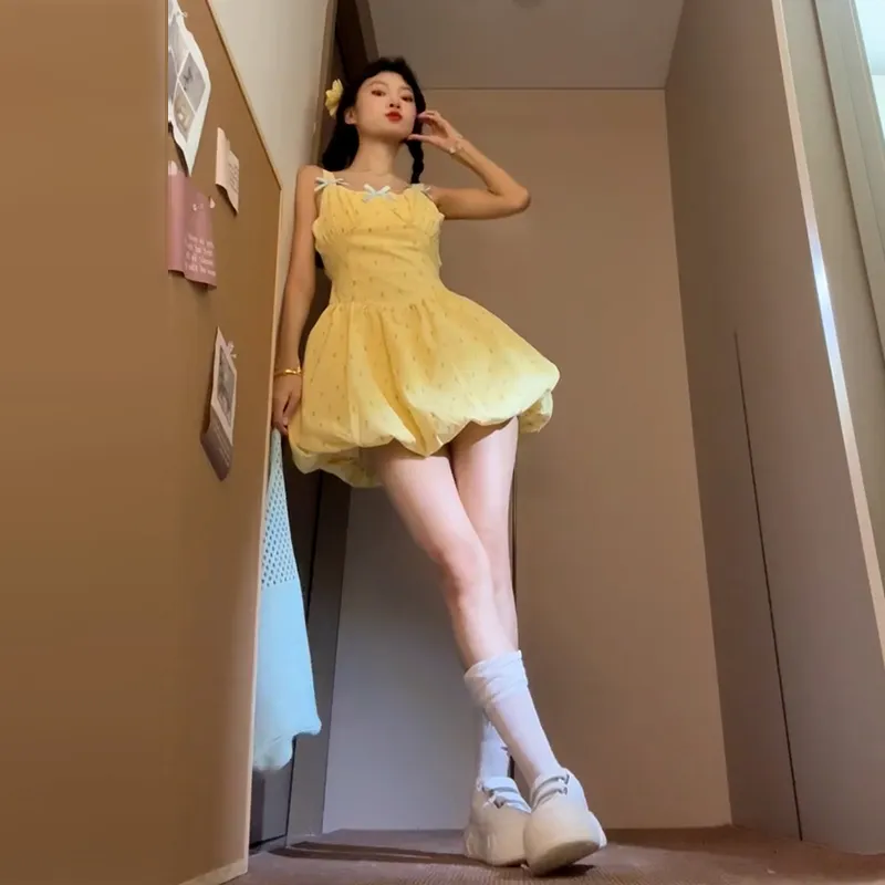 ZUKIZUKI Slip Dresses Women's Yellow-3