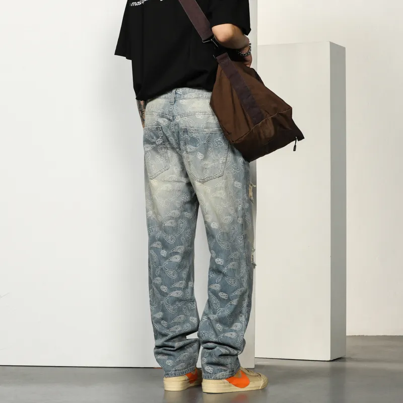 OKPI Jeans Unisex Ripped Patch ☆Blue☆-4