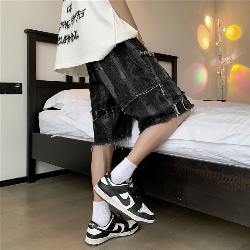 OKPI Denim Shorts Unisex Trendy ♦ Black-4