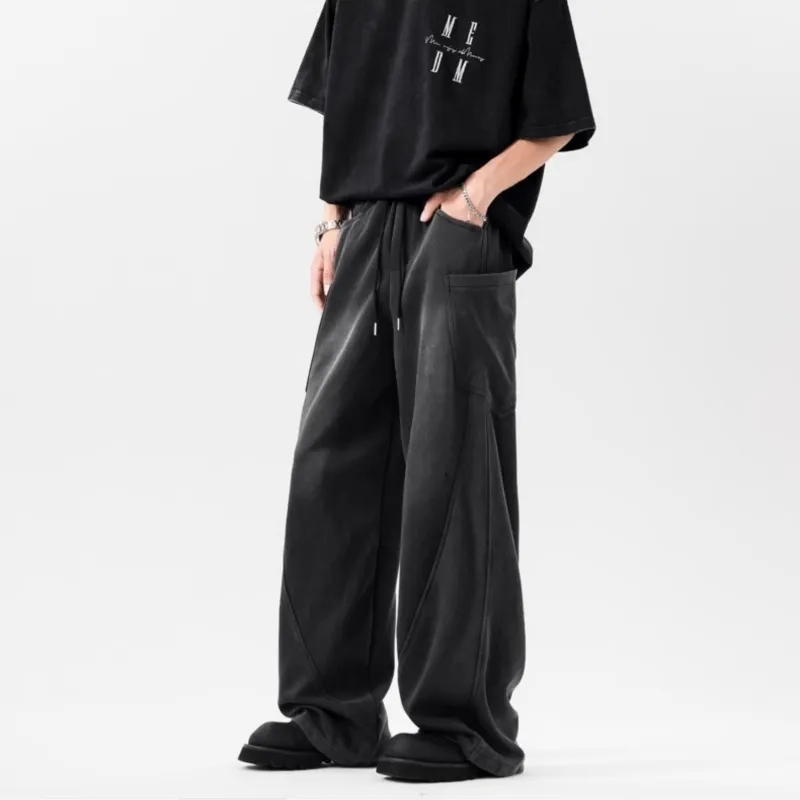 OKPI Cargo Pants Unisex Vintage Washed Black-1