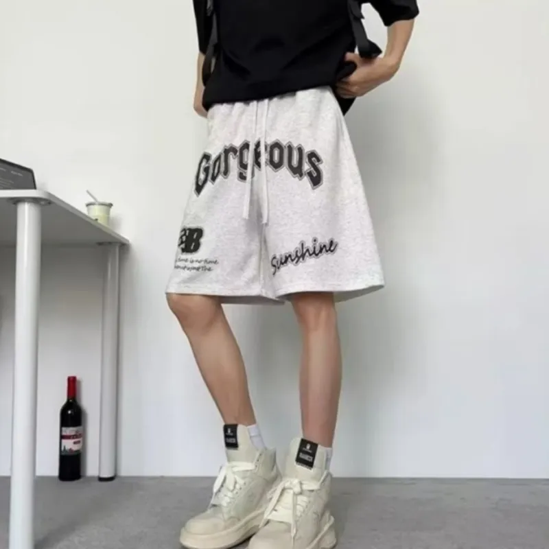 OKPI Casual Shorts Unisex White Gray-4