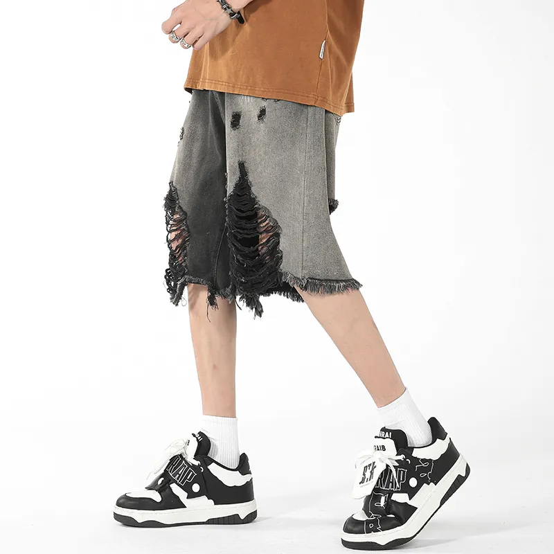 TESTUNG Denim Shorts Unisex Black-4