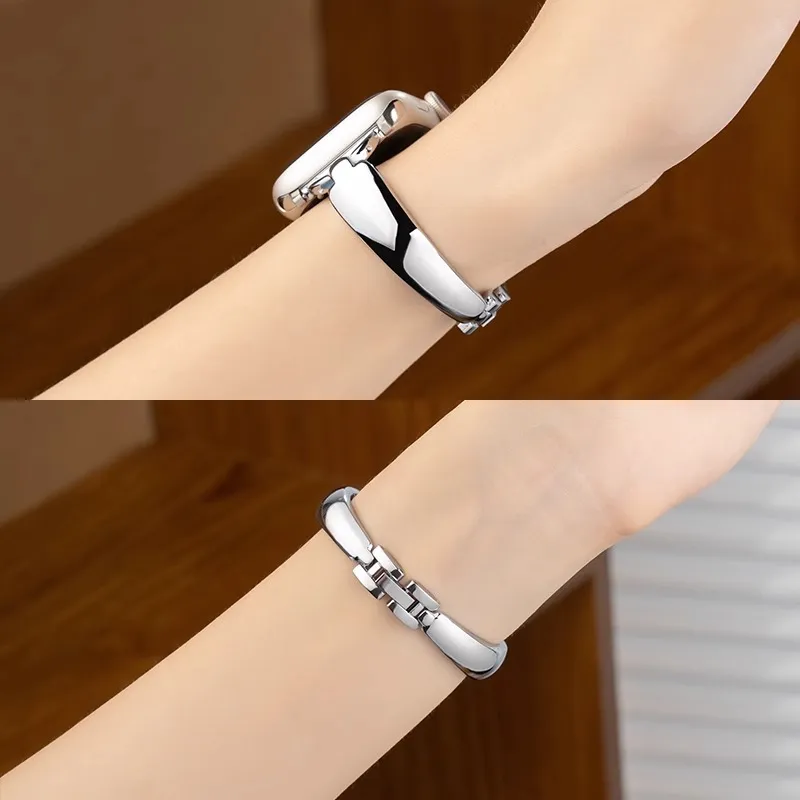 FZRT Watch Bands Metal Bangle With Chain Steel Band Unisex-6
