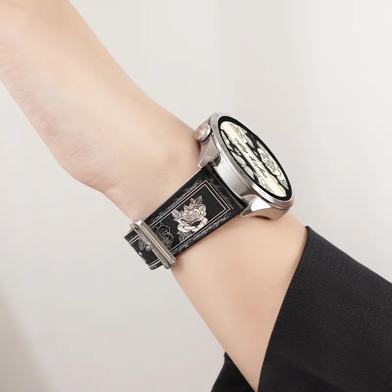 FZRT Huawei Compatibility Watch Band 22mm Genuine Leather Material-3