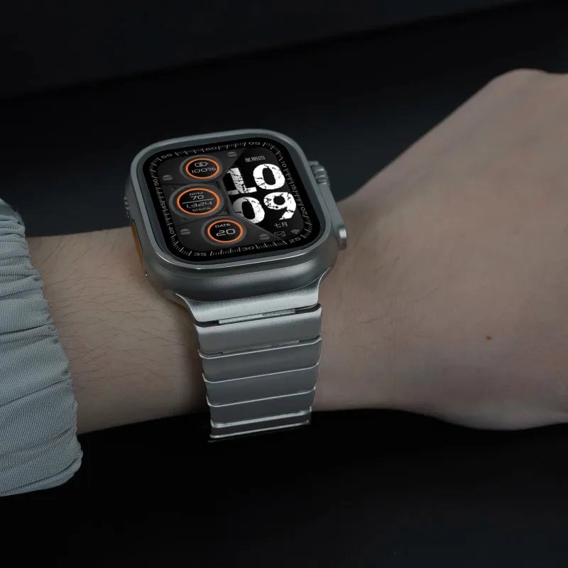 FZRT Apple Compatibility Watch Band Stainless Steel Metal 49mm Steel Band Stainless Steel Material-1
