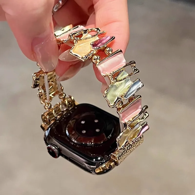 FZRT Watch Bands Dopamine Dressing Irregular Metal Bangle Style Quick Release Strap Unisex-4