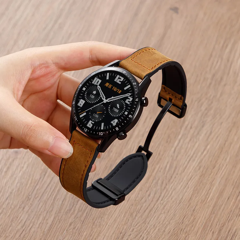 FZRT Huawei Compatibility Watch Band 20/22mm Genuine Leather Material-2