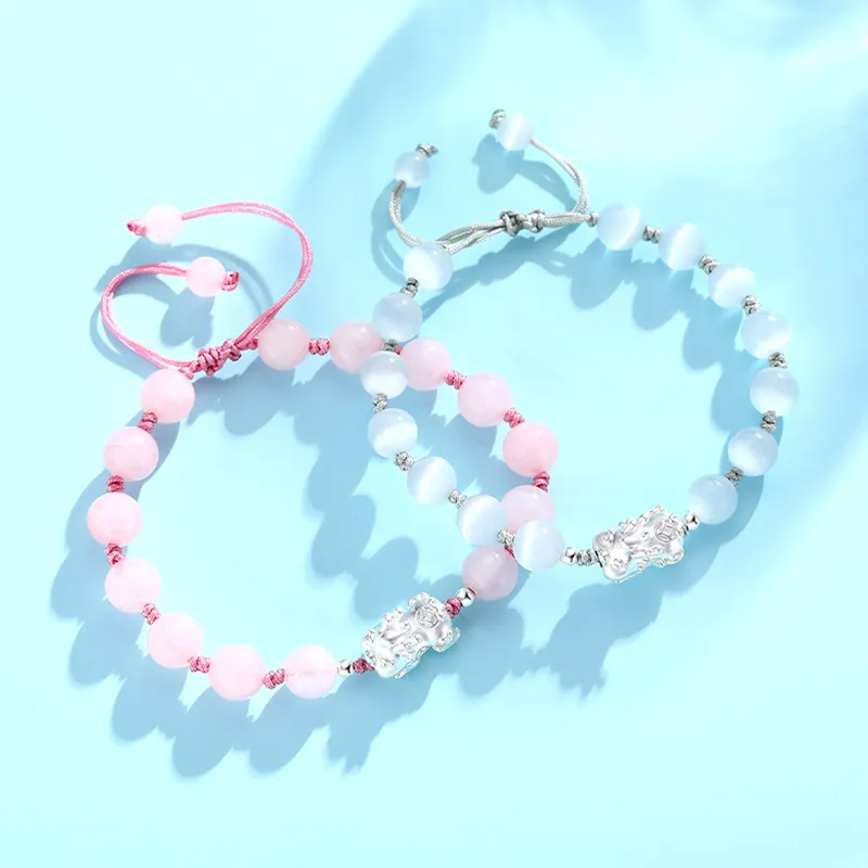 SINO GEM Glass Cat Eye Bracelets Unisex-5