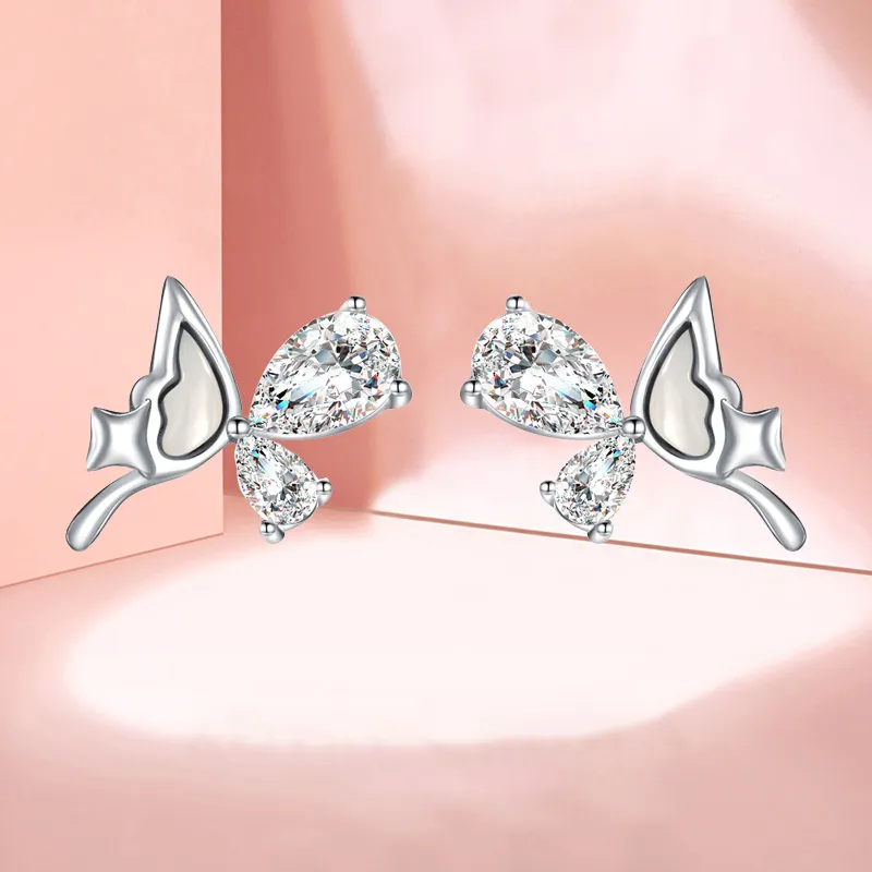 Chinese Jewelry 925 Sterling Silver Stud Earrings Women's-2