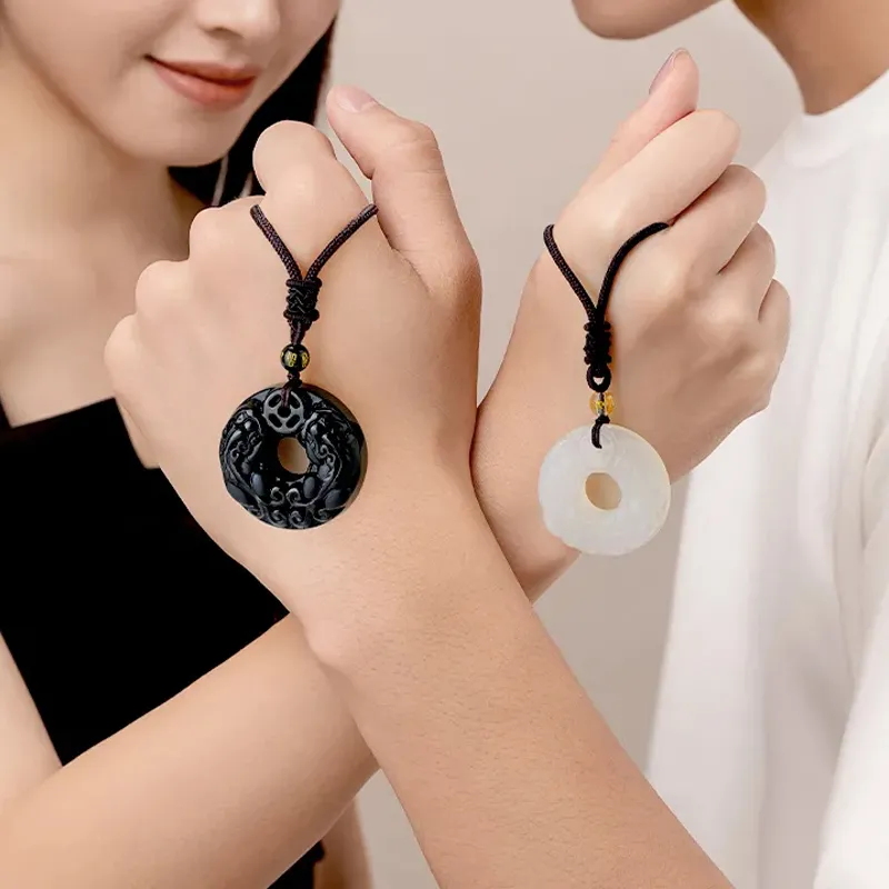 SINO GEM Obsidian Necklaces Unisex-4