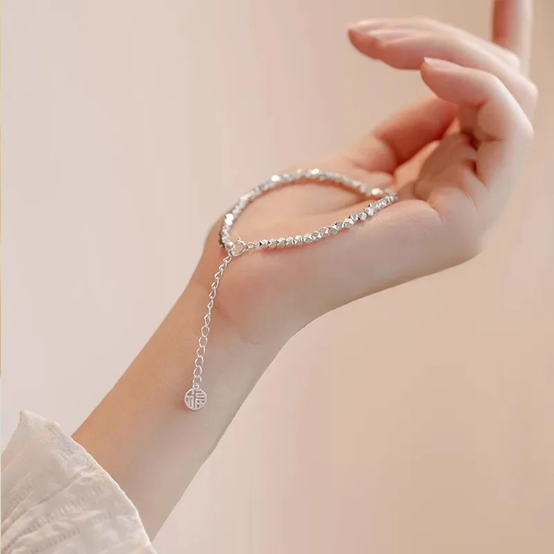 Chinese Jewelry 999 Fine Silver Bracelets Women's White Silver-4