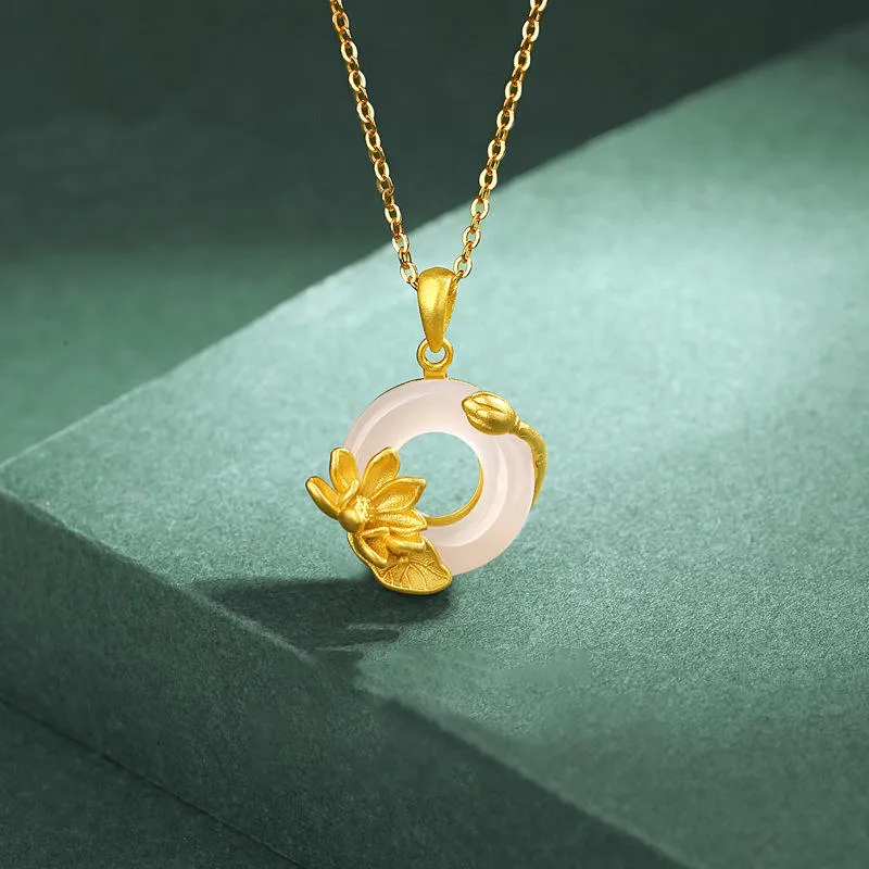 SINO GEM Chalcedony Jade Necklaces Women's-3