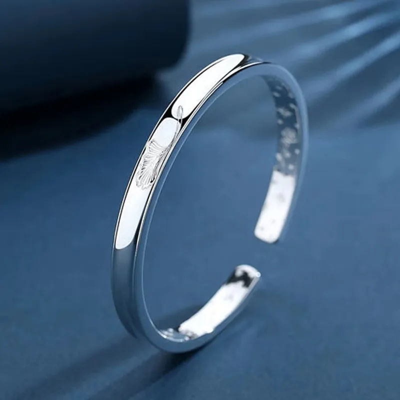 Chinese Jewelry 999 Fine Silver Bangles Women's-2