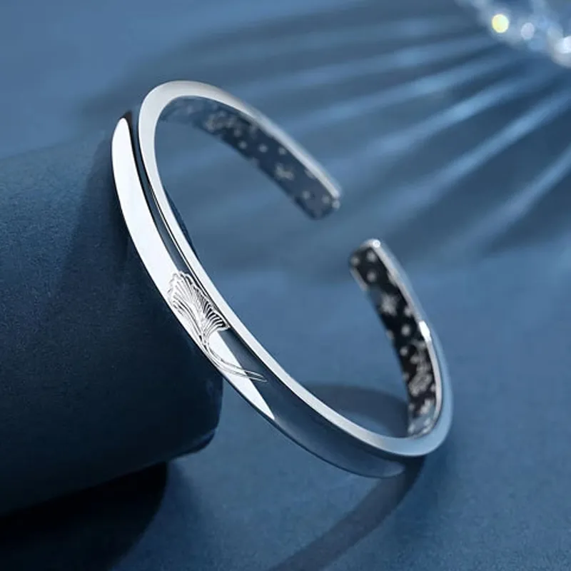 Chinese Jewelry 999 Fine Silver Bangles Women's-3