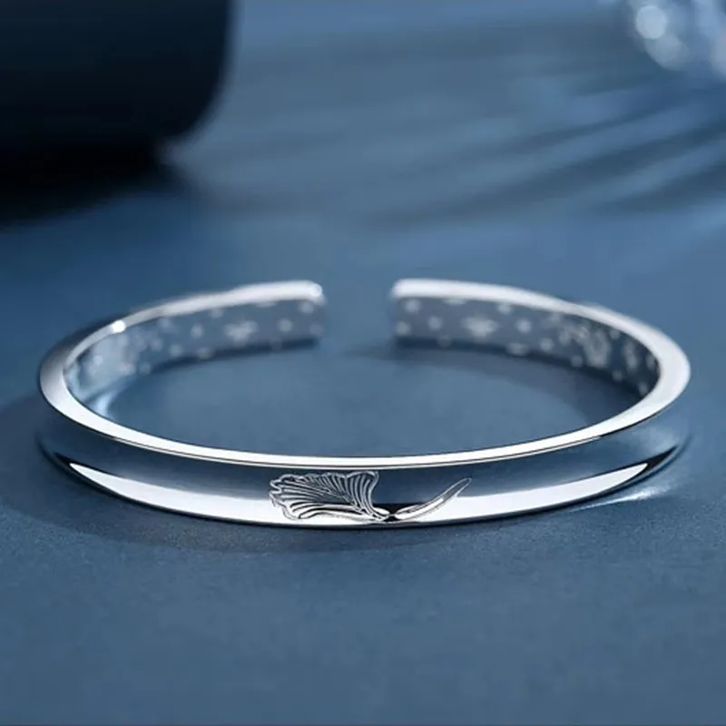 Chinese Jewelry 999 Fine Silver Bangles Women's-1