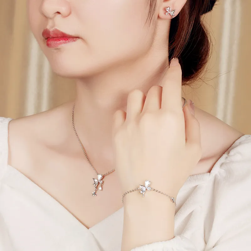 Chinese Jewelry 925 Sterling Silver Stud Earrings Women's-3