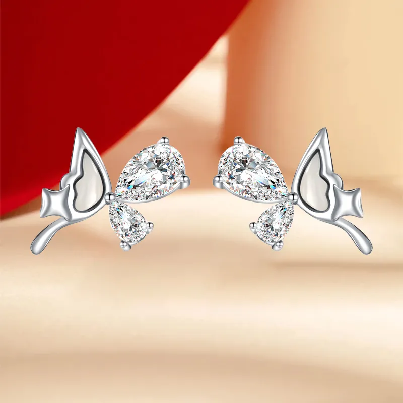 Chinese Jewelry 925 Sterling Silver Stud Earrings Women's-1