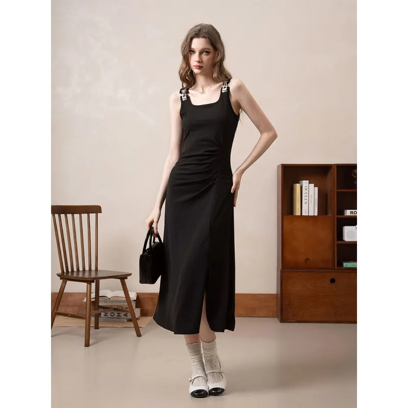 BANANA BABY Slip Dress Women's Black-3