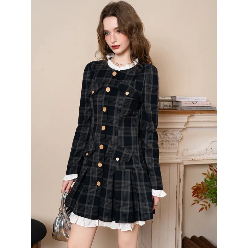 BANANA BABY Long Sleeved Dress Women's Black-2