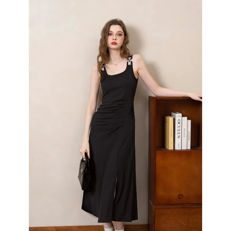 BANANA BABY Slip Dress Women's Black-5
