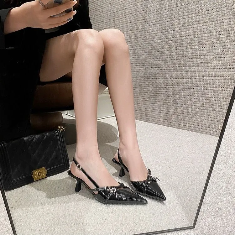 NTOZE Slim Heel High Heels Women's Black-5