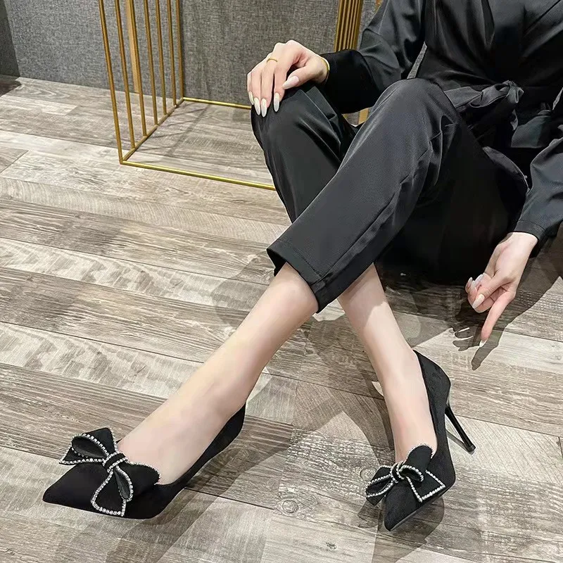 NTOZE Slim Heel High Heels Women's Black-7