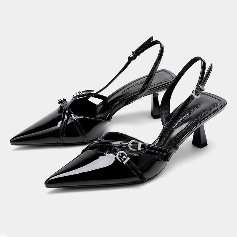 NTOZE Slim Heel High Heels Women's Black-8
