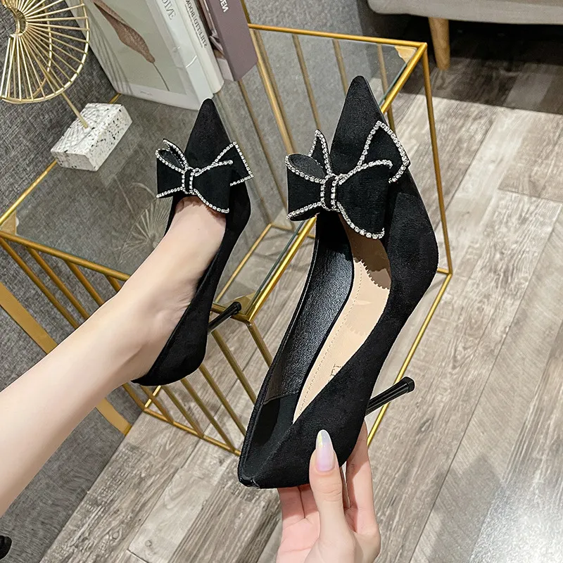 NTOZE Slim Heel High Heels Women's Black-8